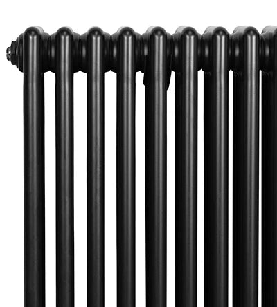 Radiatore Tradizionale 4 Colonne Orizzontale Nero & Valvole 300 x 1505 mm
