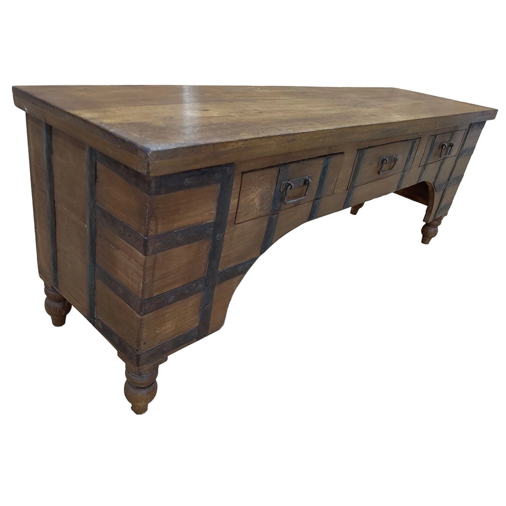 Mobile basso artigianale in legno 165-175x45x57h cm