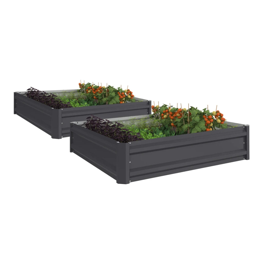 IDMarket - Set di 2 caselle da orto in metallo 90 x 90 cm, grigio antracite