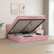 Letto ottomano con materasso Rosa 140 x 200 cm Velluto 3456566