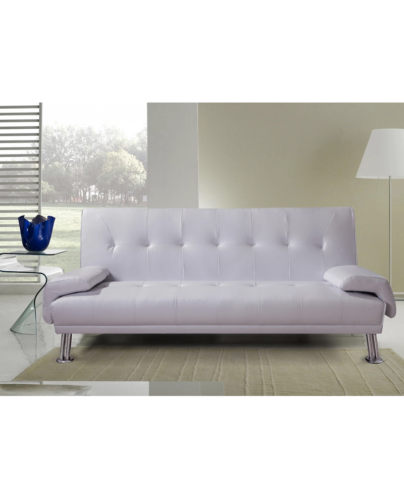 Divano letto reclinabile 3 posti ecopelle bianco Sicorage Crusy