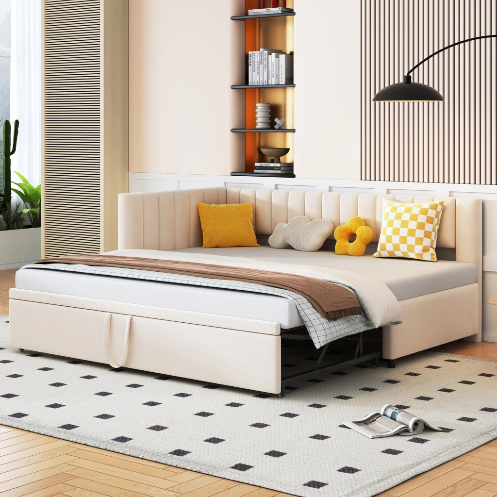 Divano letto a L con letto estraibile velluto 90x200 cm
