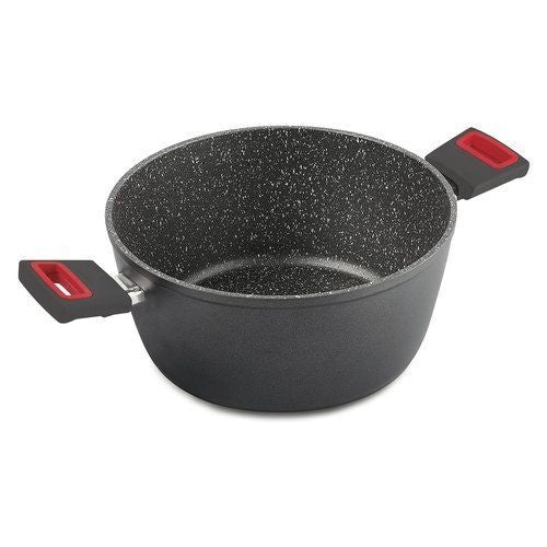 GHIDINI CIPRIANO SRL 22815N060 VIVA' LINE Casseruola con 2 Manici Diametro 28 cm Materiale Metallo Rivestimento Antiaderente colore Grigio e Rosso