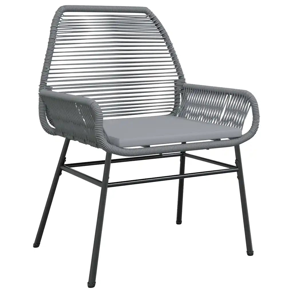Set da Pranzo per Giardino con cuscino 5 pcs Grigio polyrattan