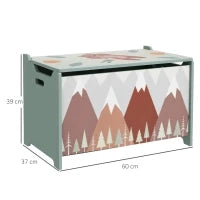 Baule Portagiochi per Bambini con Coperchio e Cerniera di Sicurezza in MDF, 60x37x39cm, Verde