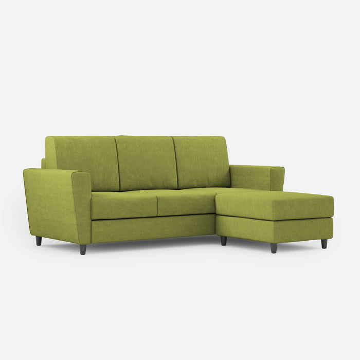 Divano 3 Posti con Pouf 212x155x85 cm Yasel in Tessuto Verde