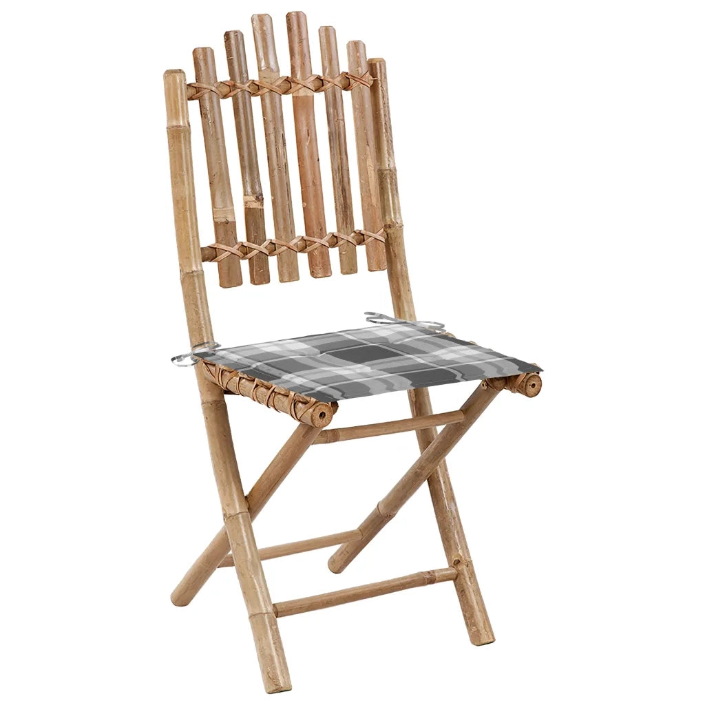 Sedie da Giardino Pieghevoli 2 pz con Cuscini in Bambù 3064001