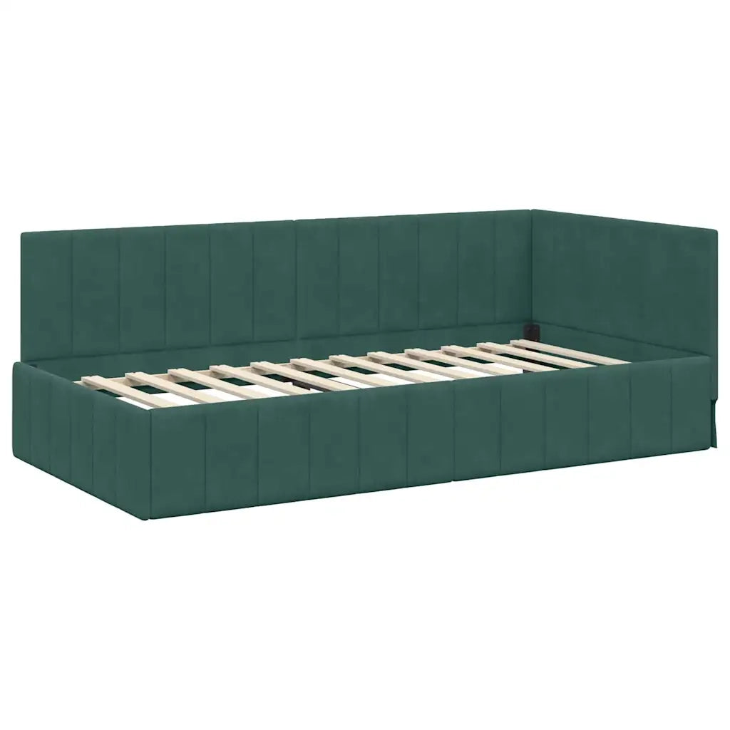 Struttura Letto Angolare con Materasso 2 pcs Verde Velluto