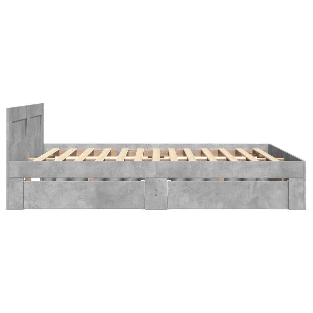 Letto matrimoniale | Letto per adulti | Giroletto Testiera Grigio Cemento 120x190 cm Legno Multistrato
