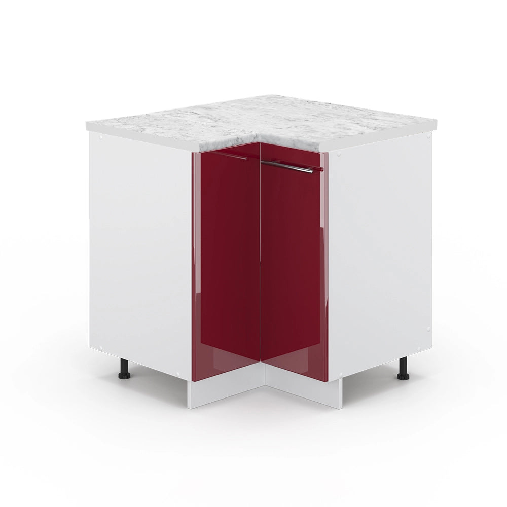 Mobile ad angolo cucina Fame-Line Bordeaux lucido/Bianco 80.5 cm, PL Marmo Vicco