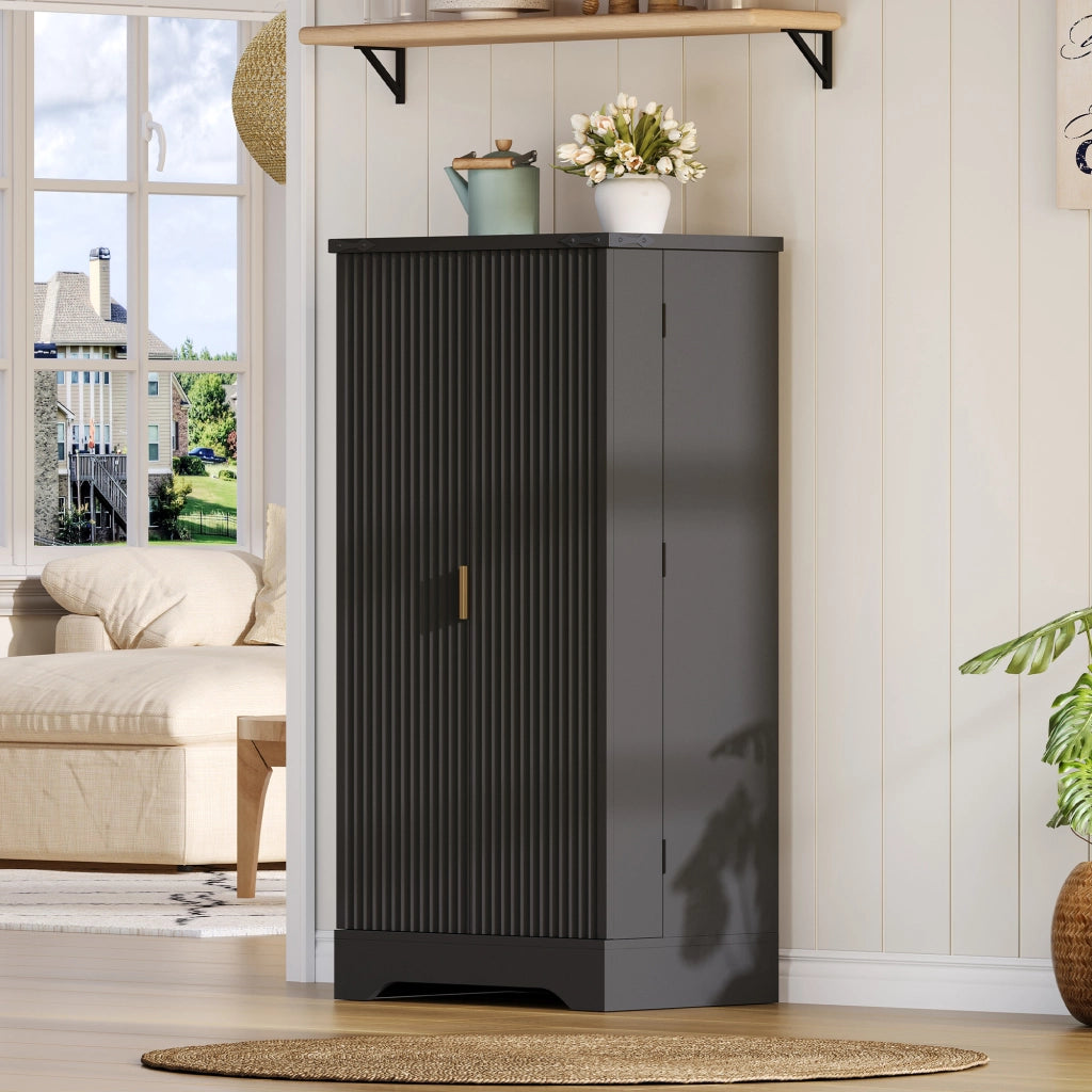 ARMADIO ALTO da cucina con luce LED 120 x 60,5 x 40 cm MDF nero