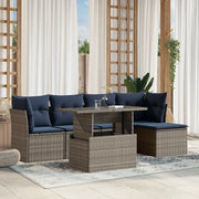 Set Divani da Giardino 6 pz con Cuscini Grigio in Polyrattan 3266551