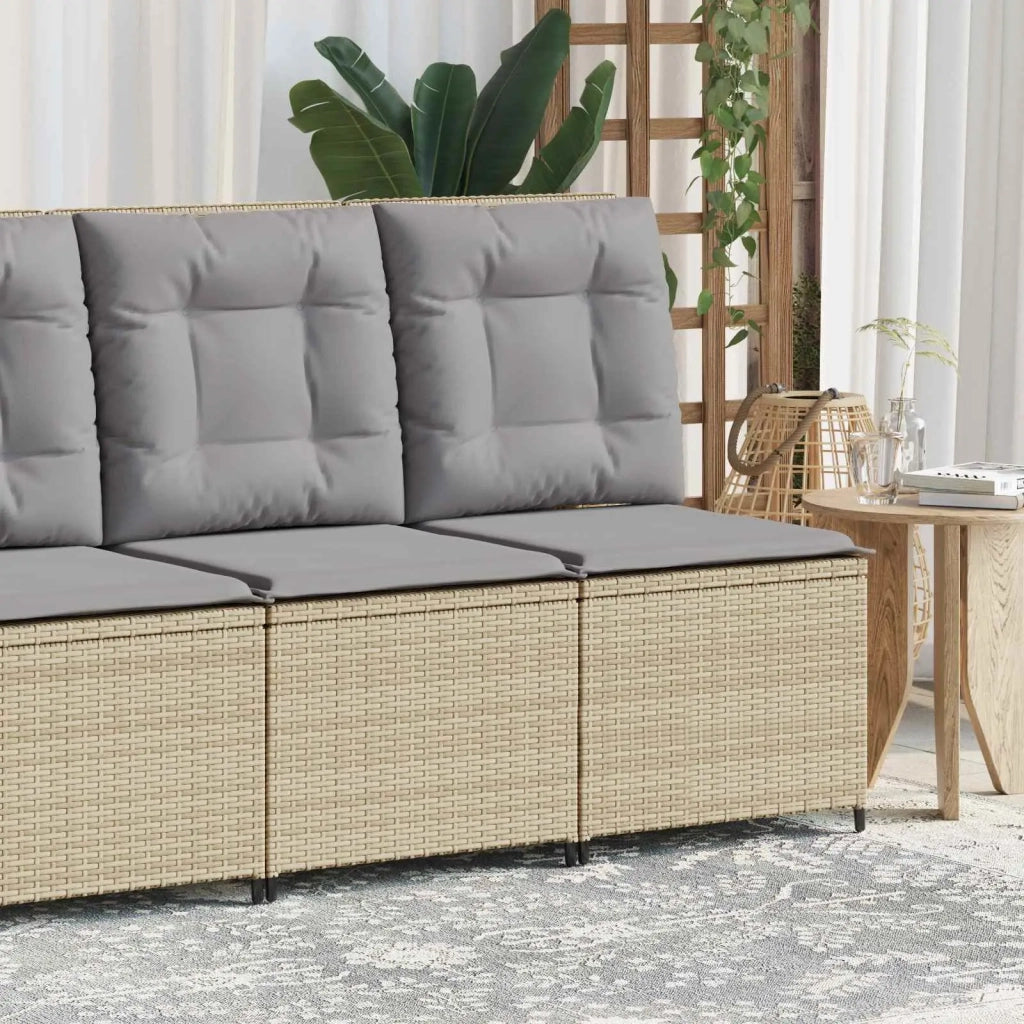 Divano da giardino con cuscino-Sofa da Giardino-Divano da esterno Beige e grigio polyrattan