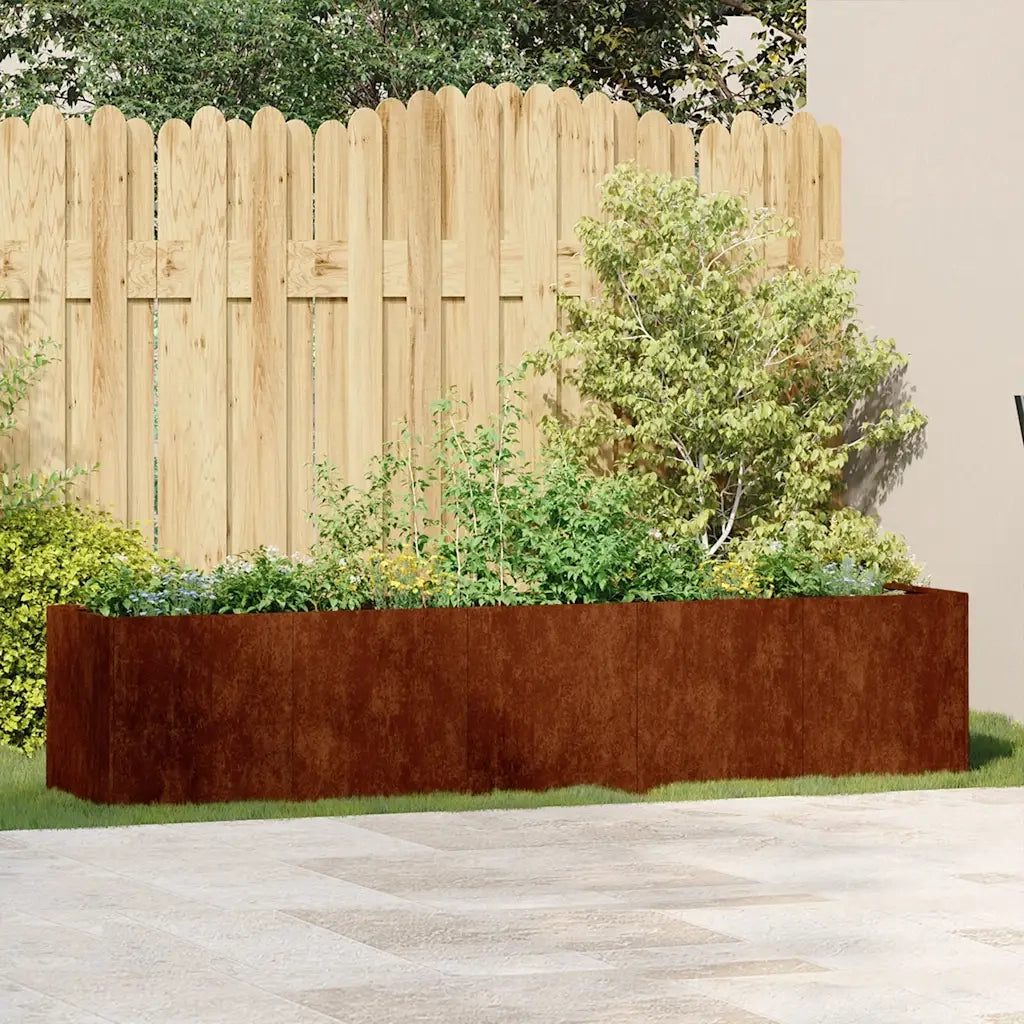 Fioriera Arrugginita 200x40x40 cm in Acciaio Corten 860688