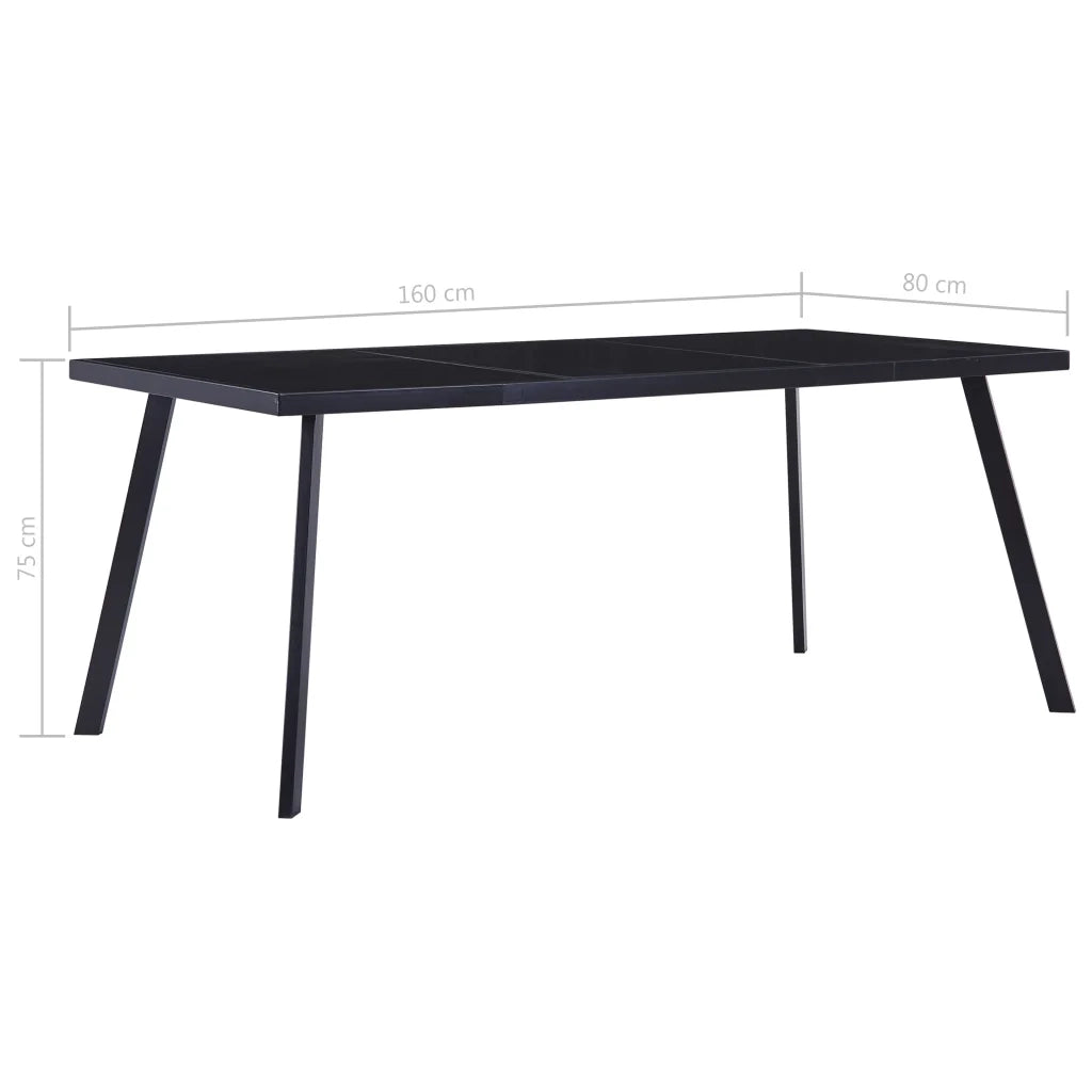 Tavolo da Pranzo Nero 160x80x75 cm in Vetro Temperato 281874