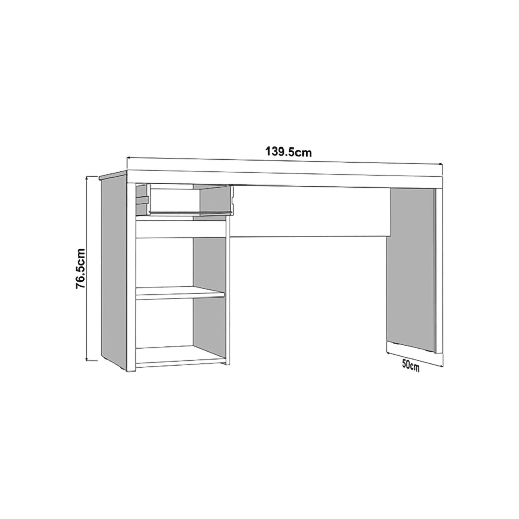 Bovec, Scrivania un Cassetto, 140x52x77h cm Marrone Rovere Nodi
