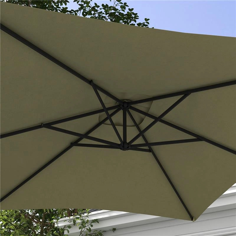 OMBRELLONE DA GIARDINO DECENTRATO CON BASE A CROCE E APERTURA A MANOVELLA 294X193CM BEIGE