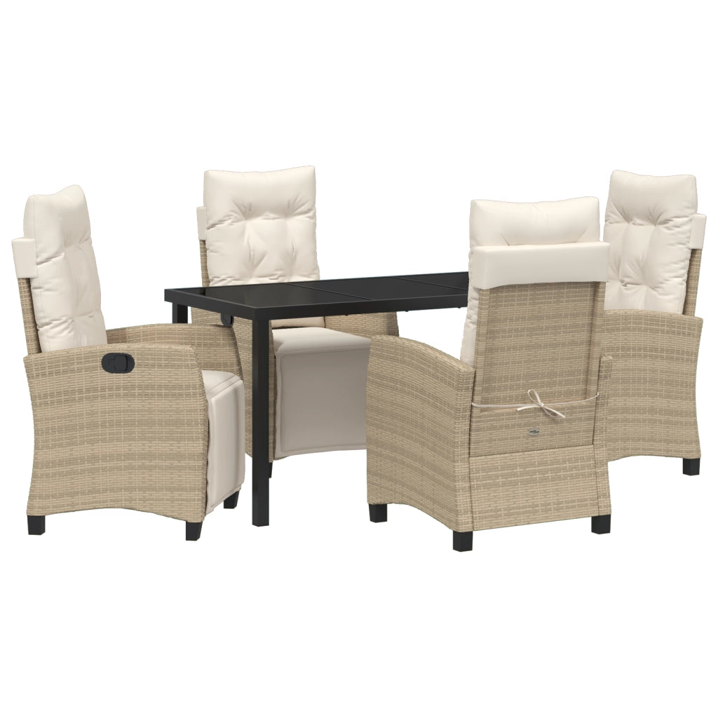 Set di 5 pezzi per la cena in giardino beige in polyrattan