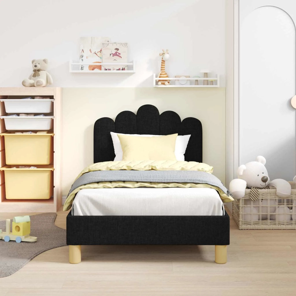 Struttura letto bambini con testata-Giroletto per bambini Nero 80 x 160 cm Tessuto 282767