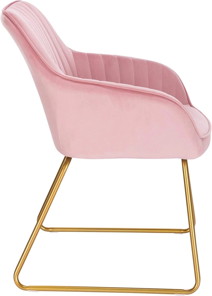 set di 2 sedie sala da pranzo sedie cucina moderne poltroncina salotto Adatte per Sala Pranzo, Soggiorno, Camera da Letto Estetica in Tessuto di velluto Metallo dorato Rosa BH246rs-2