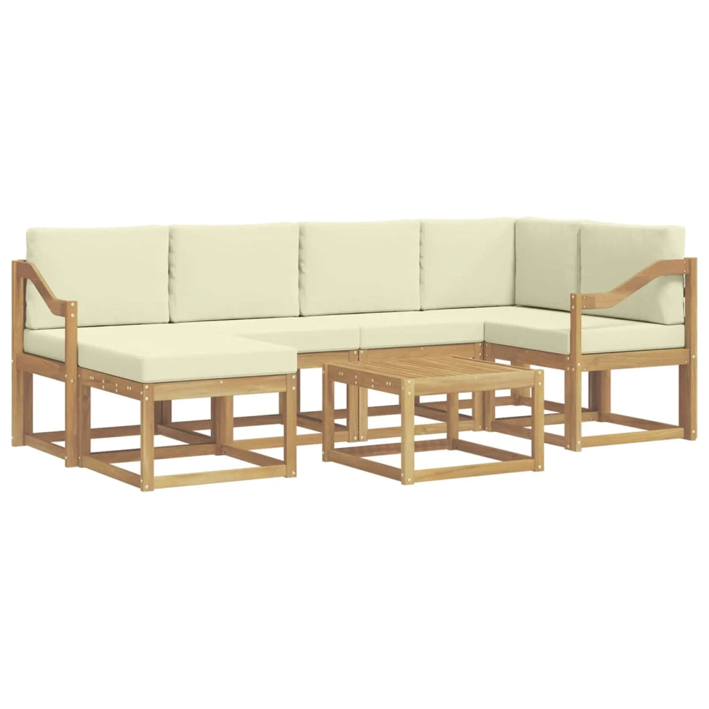 Set di divani da esterno con cuscino 7 pcs Bianco e Crema