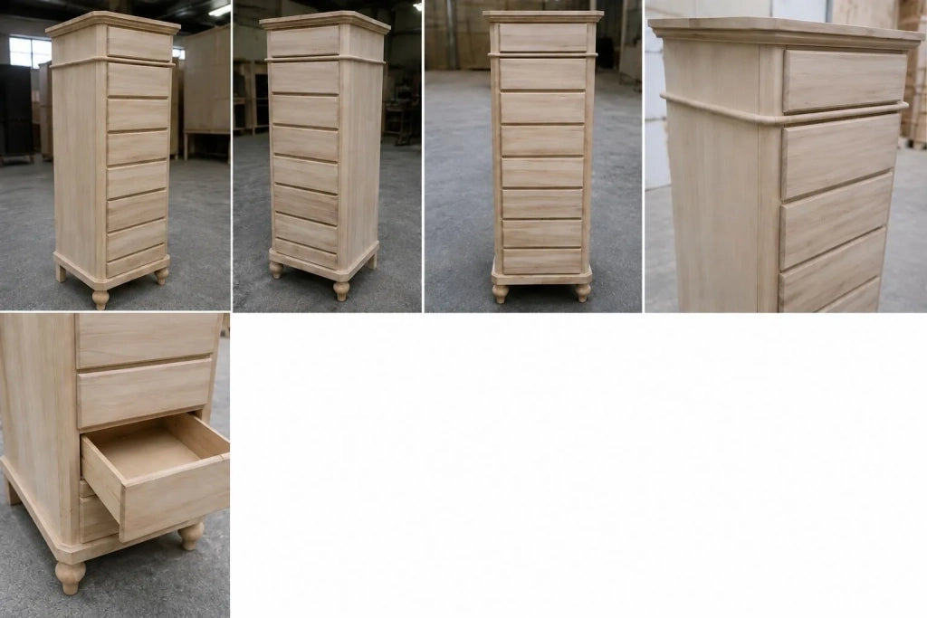 Cassettiera in legno 8 cassetti grezzo l.55 p.45 h.149 (707) - Mobili 2G