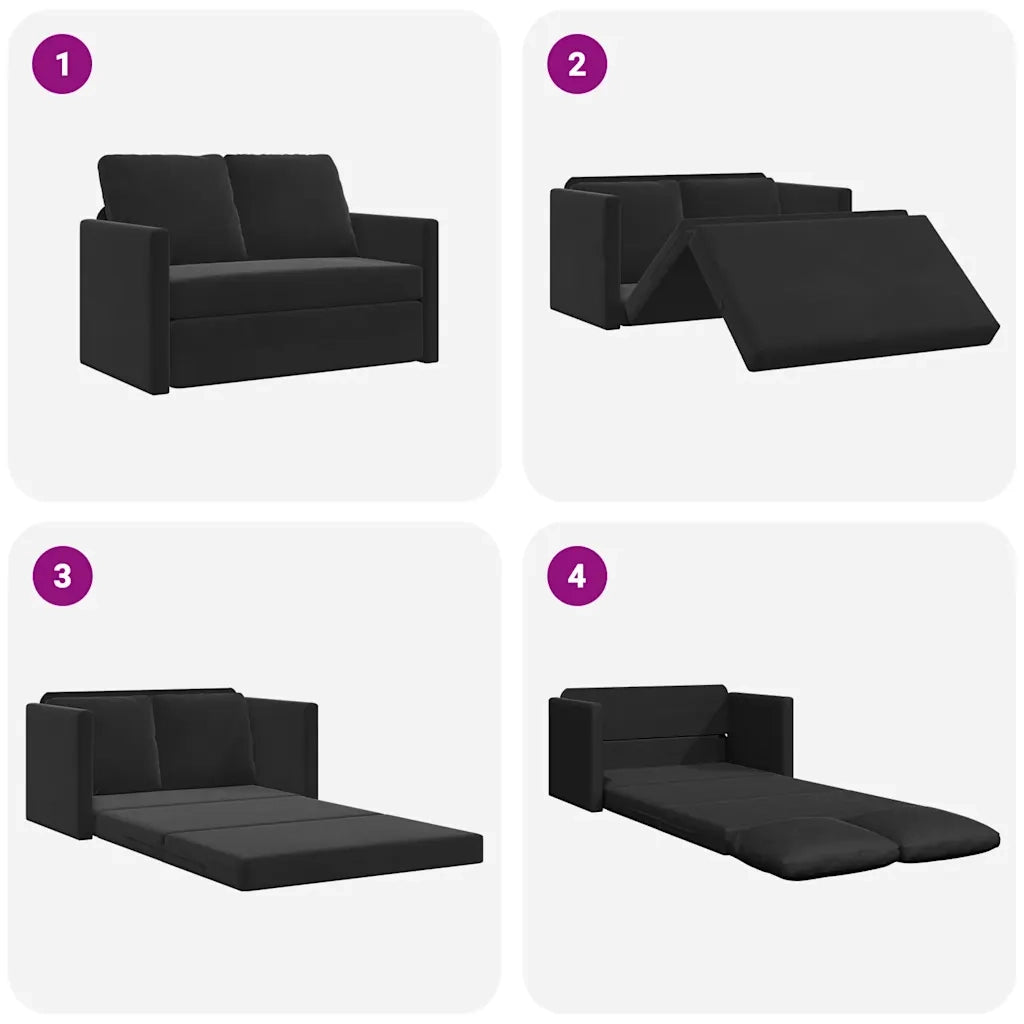 Divano letto | Sof¨¤ letto | Letto singolo da Terra 2 in 1 Nero 122x204x55 cm Velluto