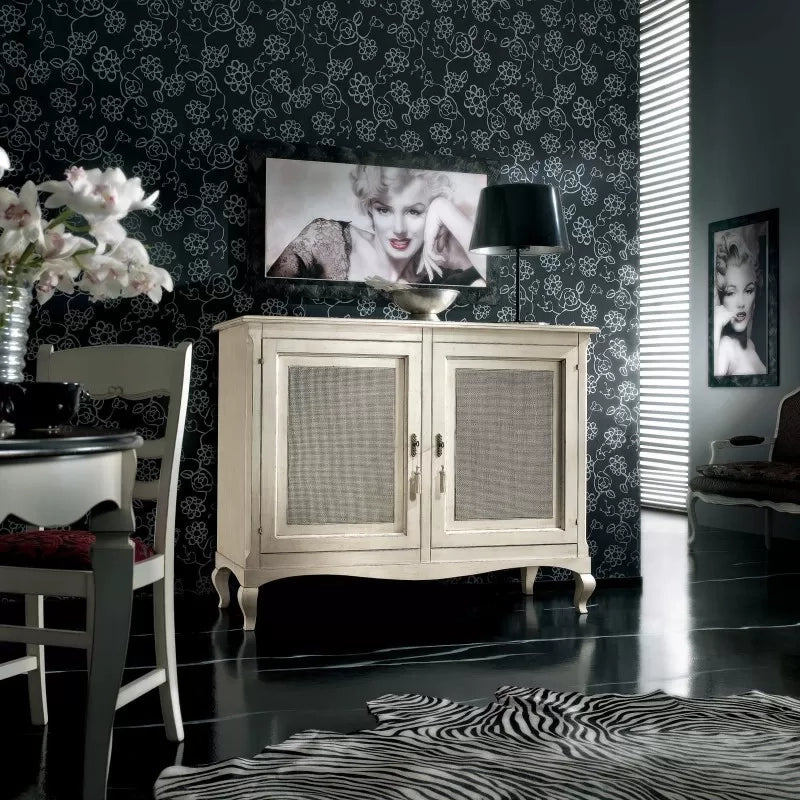 Credenza 2 porte classica paglia di vienna shabby 145x49x113 - Mobili 2G