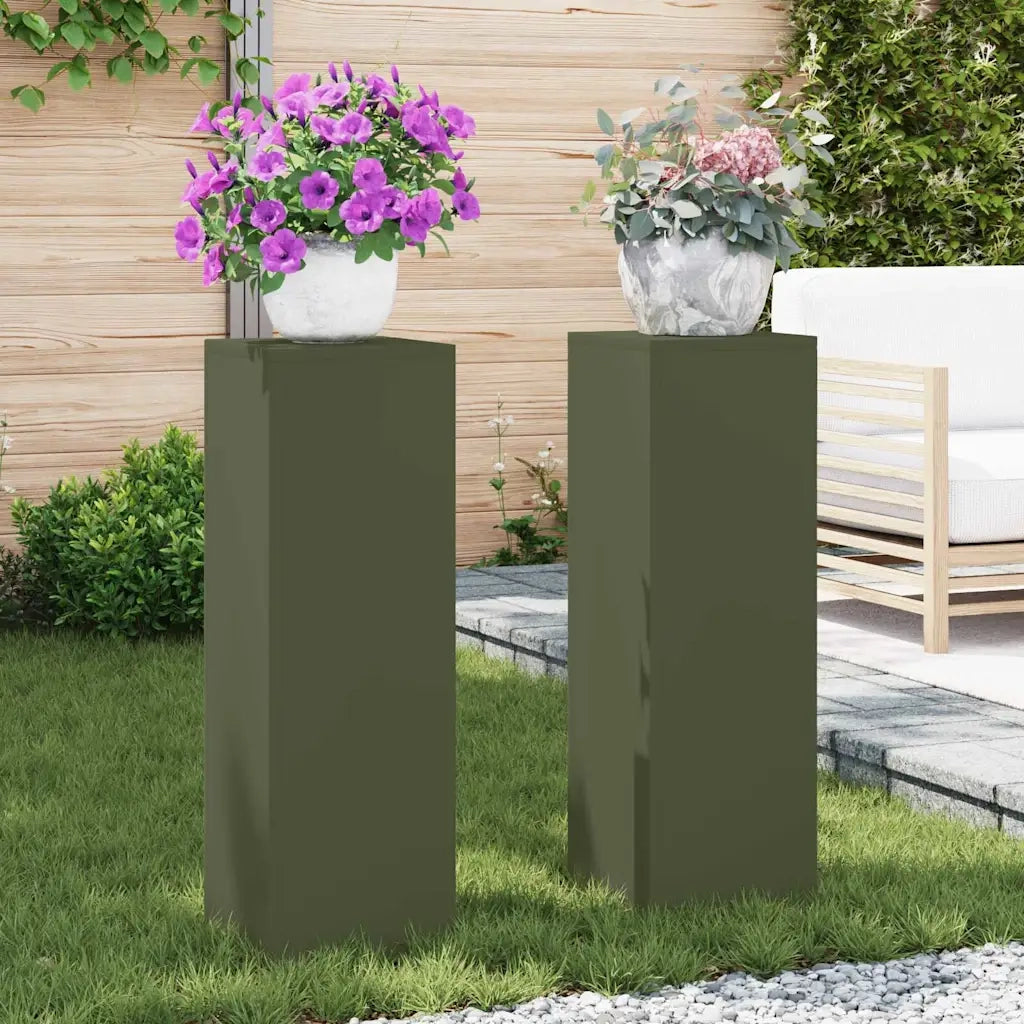 Supporto per piante 2 pcs Oliver verde 24 x 24 x 75 cm Acciaio 865823
