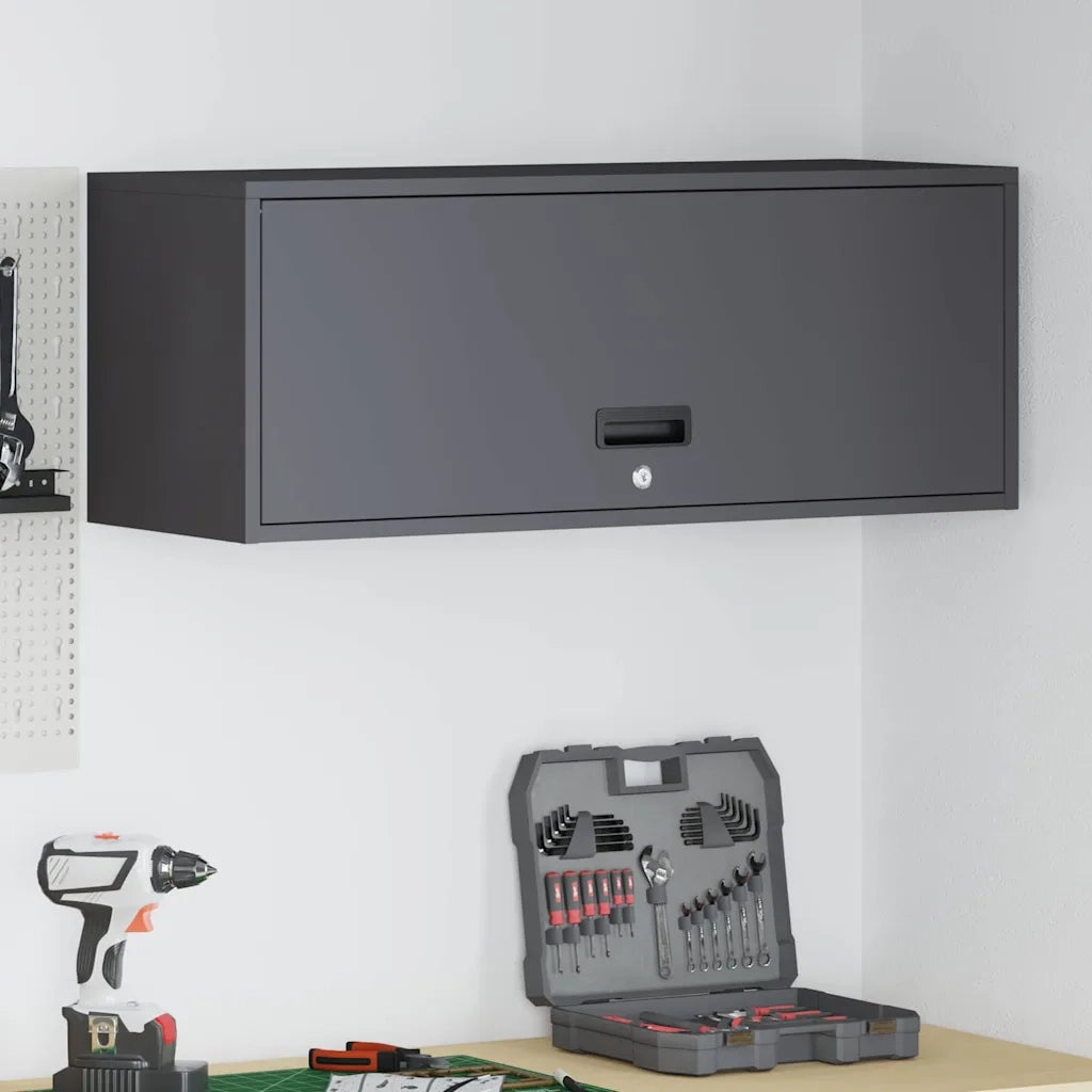 Armadio a muro per garage Nero 90 x 33 x 35 cm