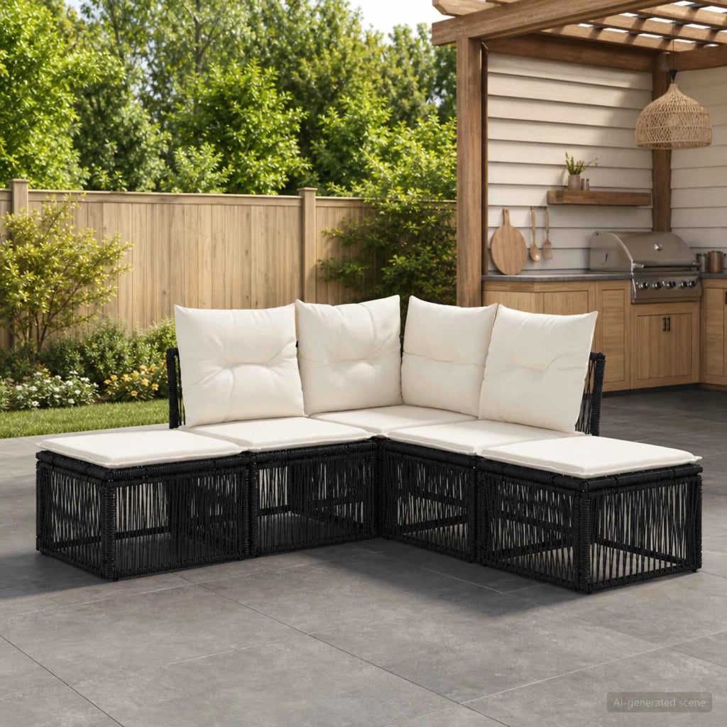 Set Divano da Giardino 5 pz Nero polyrattan 3434230
