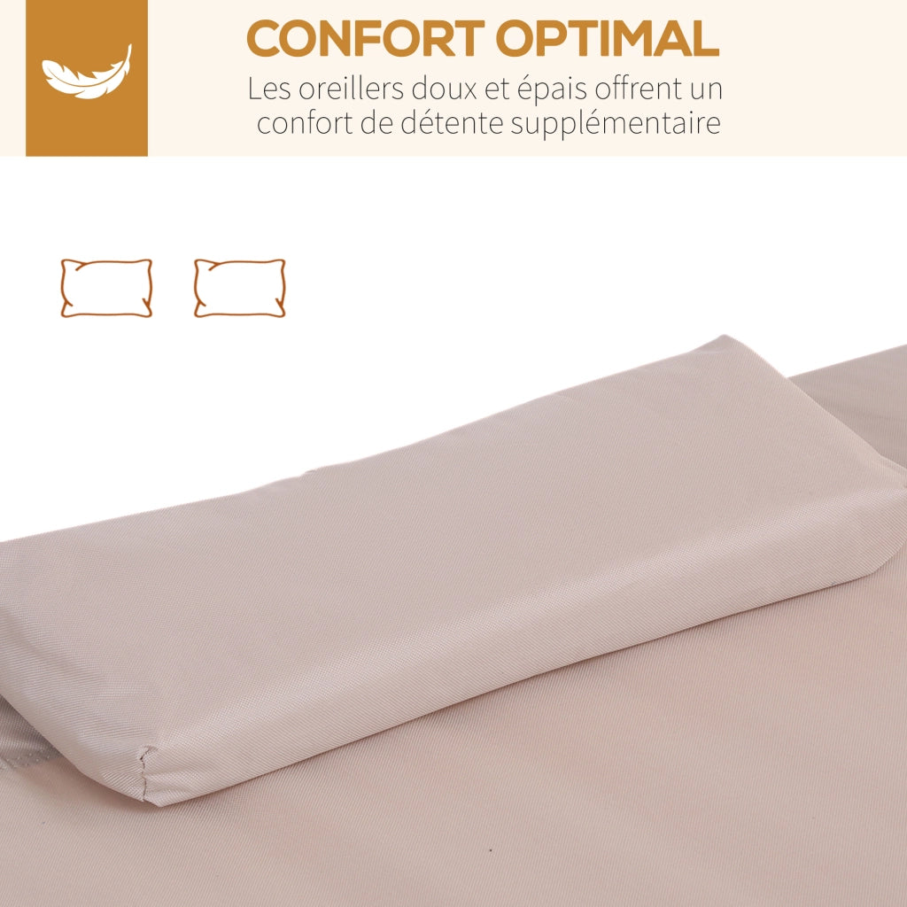 Letto da Giardino 2 Posti con Baldacchino Regolabile ¨C Zephmum ¨C Poliestere Sabbia 200x100x50