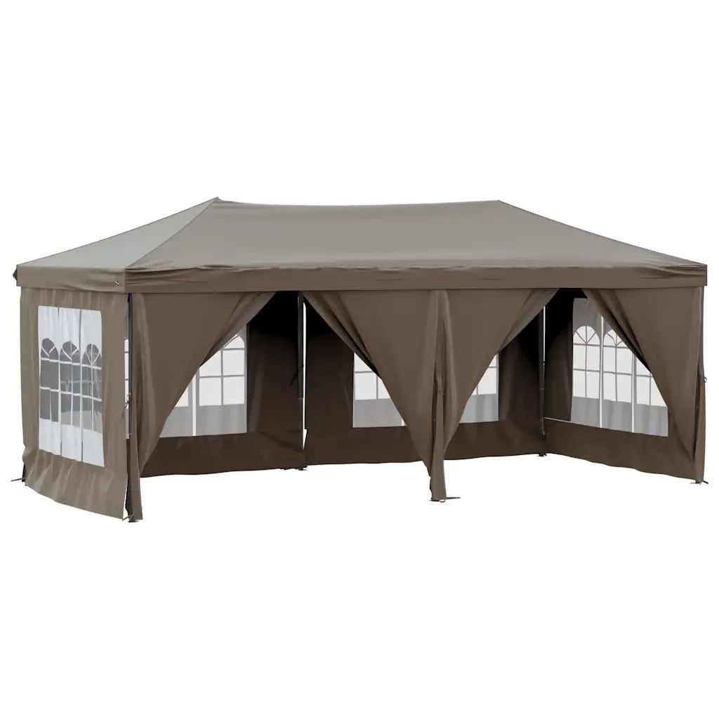 Tenda per Feste Pieghevole con Pareti Laterali-Tenda Gazebo Tortora 3x6 m 126904