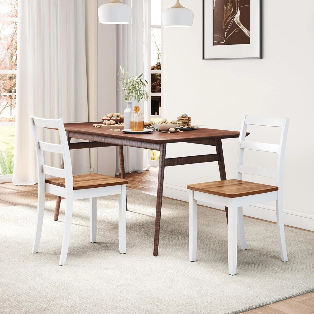 Set di 4 Sedie da Pranzo in Legno, Portata 180 kg, Sedia da Cucina in Stile Fattoria con Schienale Alto Curvo, Senza Braccioli per Sala da Pranzo, Cucina e Ristorante, 40 x 40 x 85 cm (4)