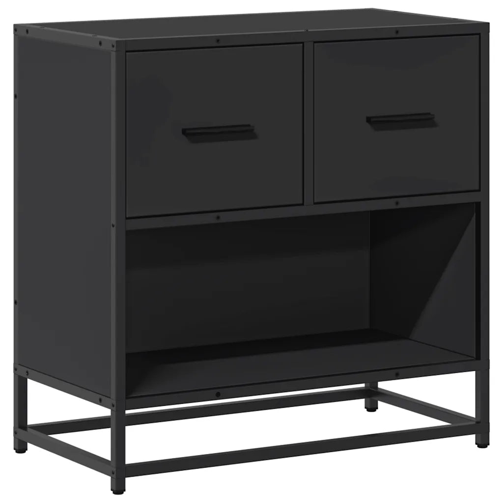 Comodino-Tavolino da notte Nero 60x31x60 cm in Legno Multistrato e Metallo
