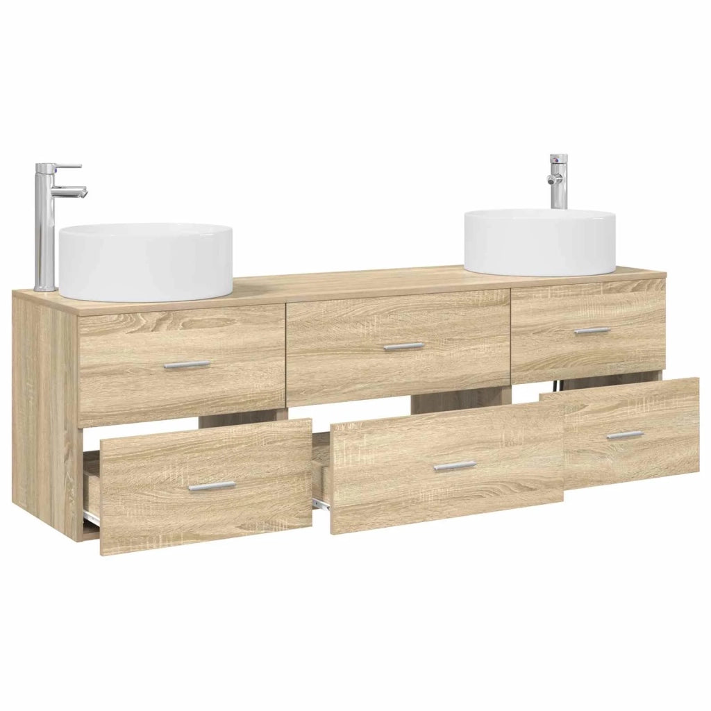 Set di mobili per il bagno 3 pz Rovere Sonoma 3405941