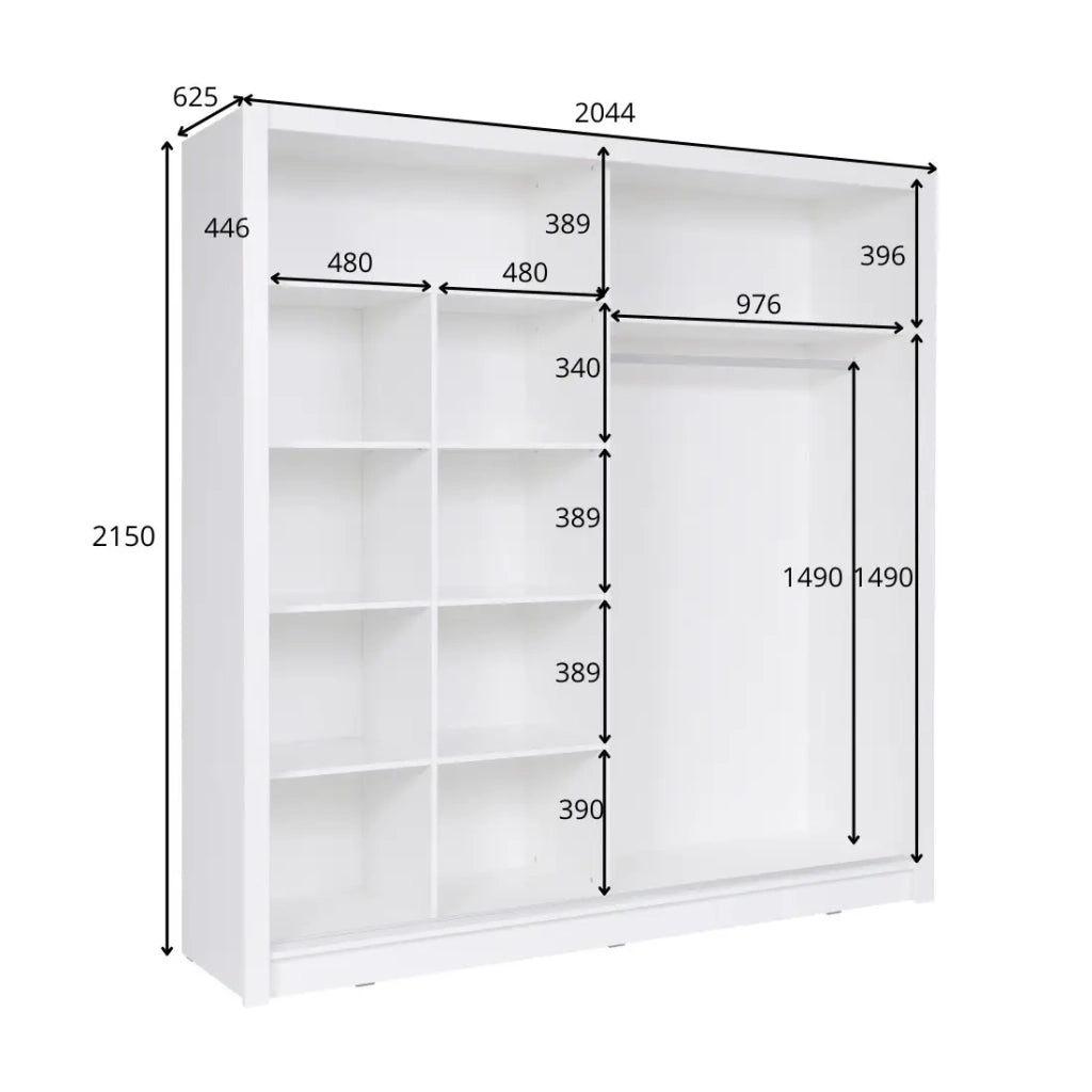 Armadio con 2 porte scorrevoli - bianco e nero - Collezione BRESCIA