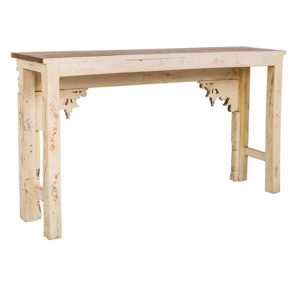 Tavolino da Mobile da ingresso in legno marrone artigianale 160x40x90h cm