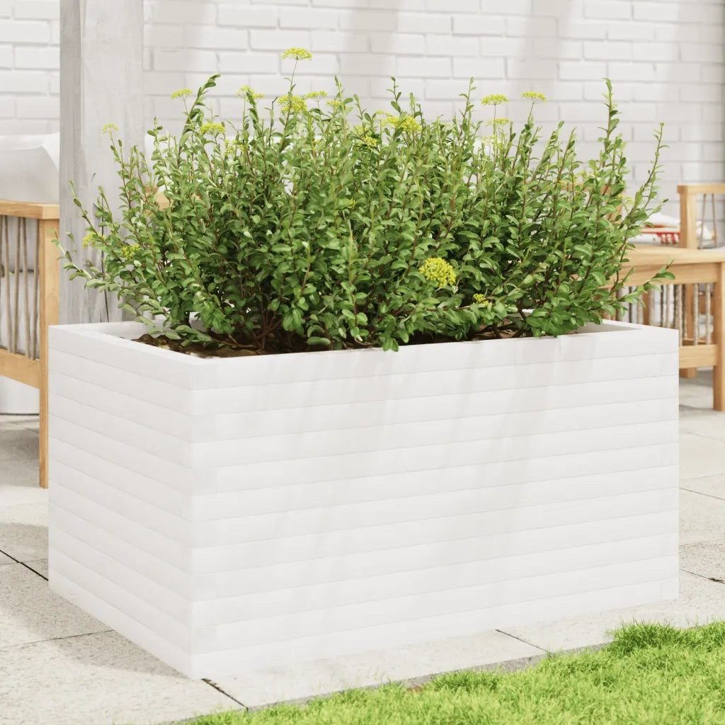 Fioriera | Cassetta per fiori | Vaso da Giardino Bianca 90x60x45,5cm Legno Massello di Pino
