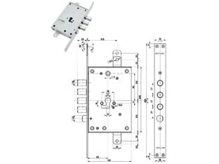 SERRATURA TRIPLICE INFILARE CON SCROCCO CIL. EUROPEO BLINDATE 85771/37- - mm.63 DX (85771D37N) - 1 pezzi MOTTURA