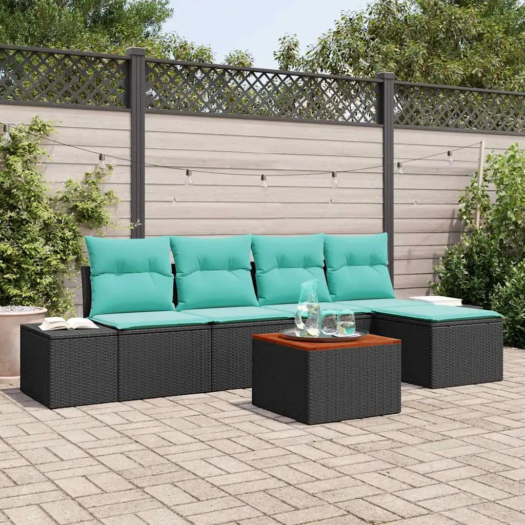 Set Divano da Giardino 6 pz Nero polyrattan 3347949