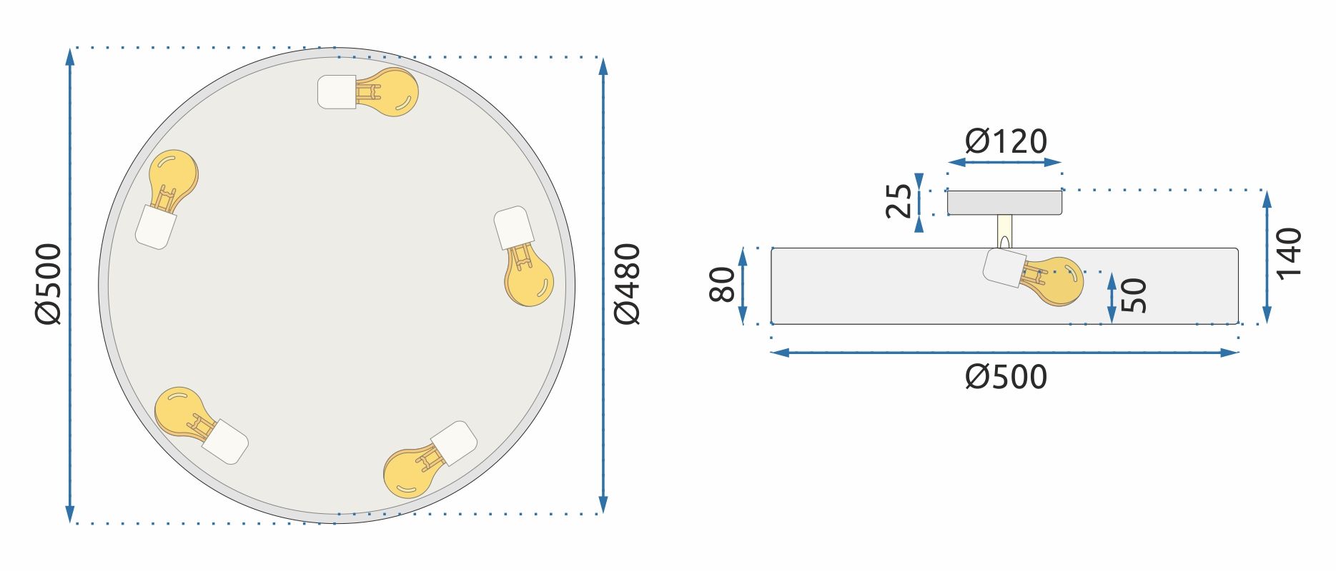 Lampada App860-c Black/gold 50 Cm