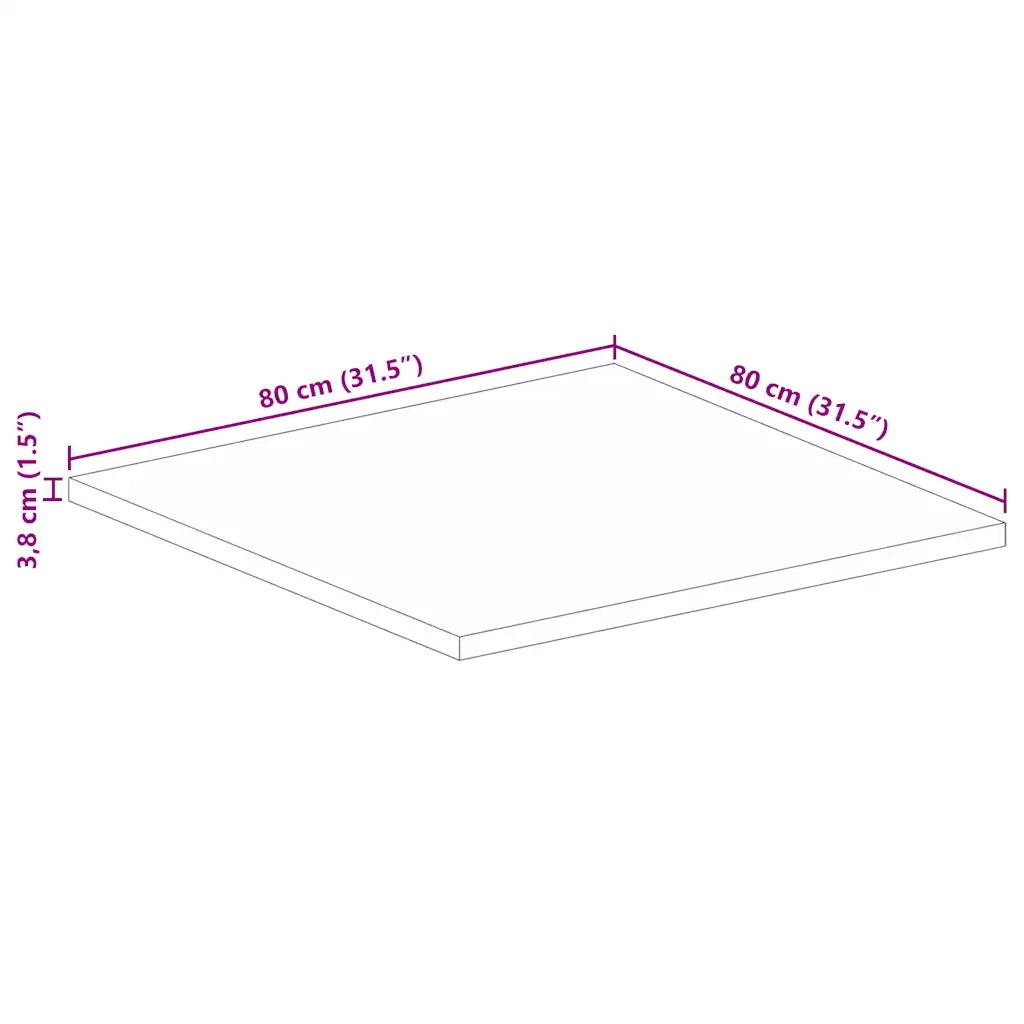 vidaXL Piano per Tavolo 80x80x3,8 cm Quadrato Legno di Mango Grezzo