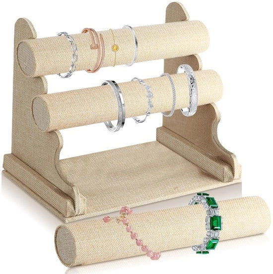 Standarizzazione per orologi, supporto per bracciali in velluto con 3 strati rimovibili, display per bracciali, supporto per bracciali, supporto per orologi, custodia per orologi, bracciali, collane (khaki)