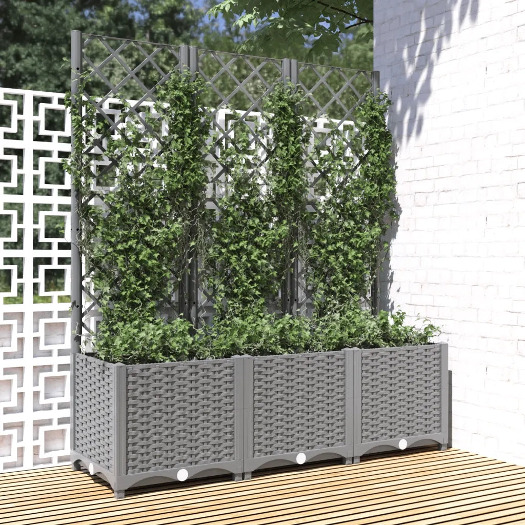 Fioriera Giardino con Graticcio Grigio Chiaro 120x40x136cm PPcod mxl 119034