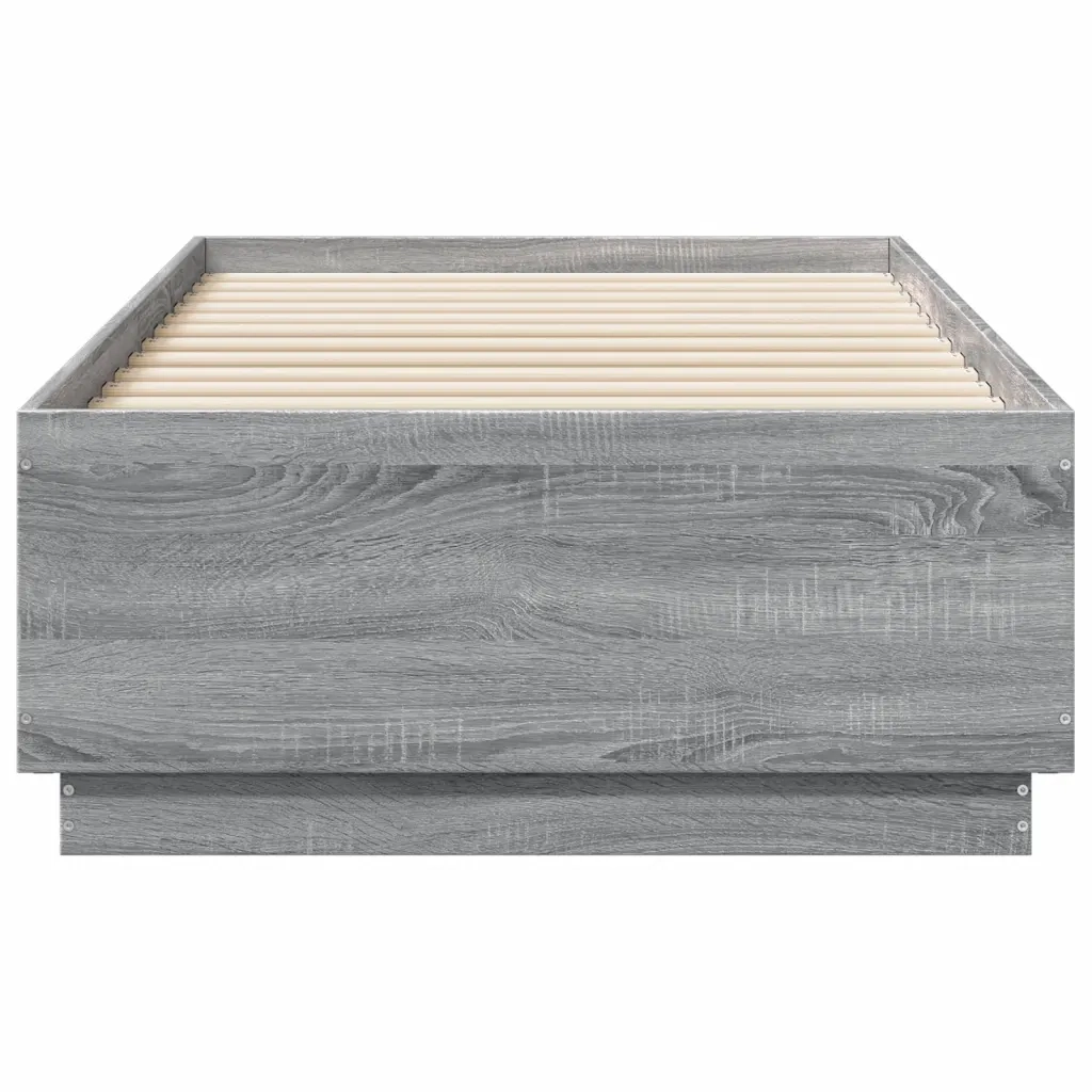 Giroletto Luci LED-Struttura Letto con LED Grigio Sonoma 75x190 cm in Legno Multistrato 920423