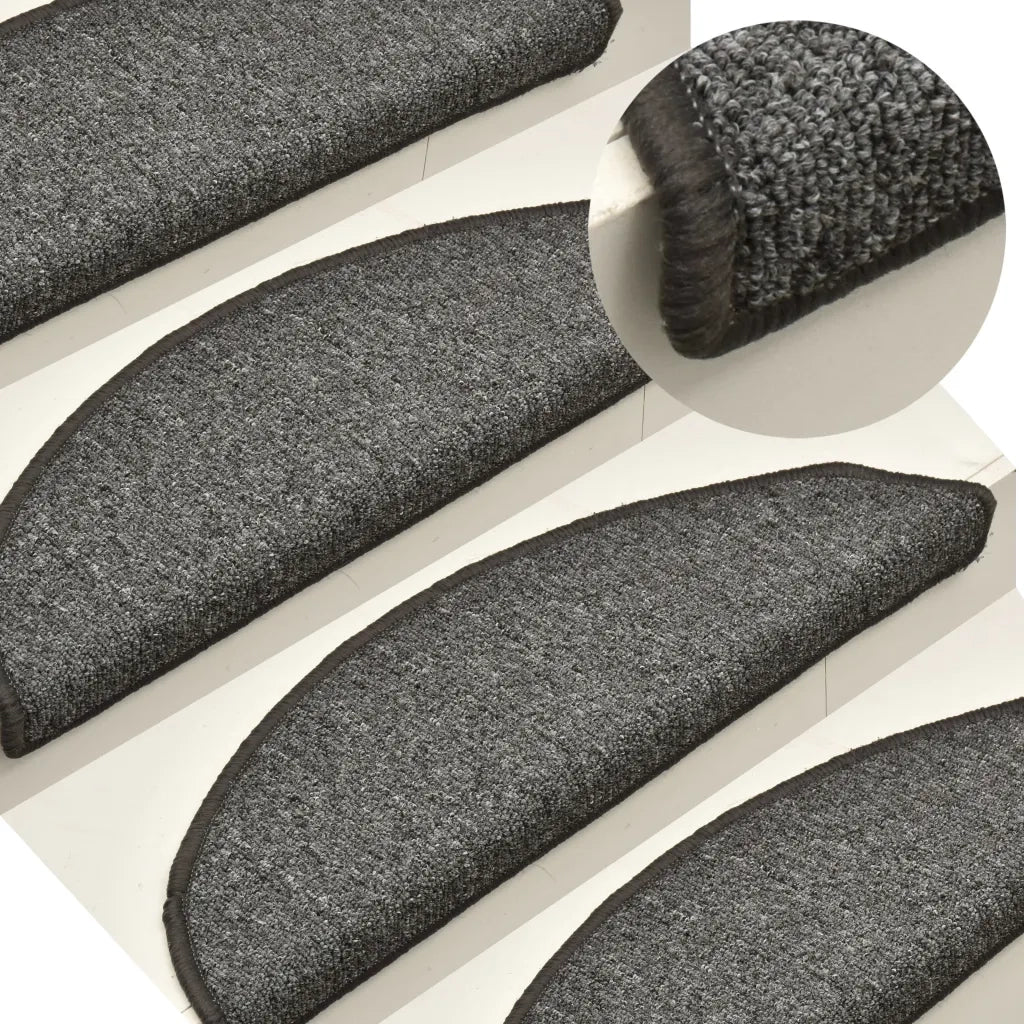 Tappetini per scale 15 pz 56x17x3 cm Grigio scuro Semicircolari 322368