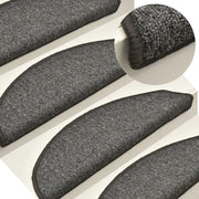Tappetini per scale 15 pz 56x17x3 cm Grigio scuro Semicircolari 322368