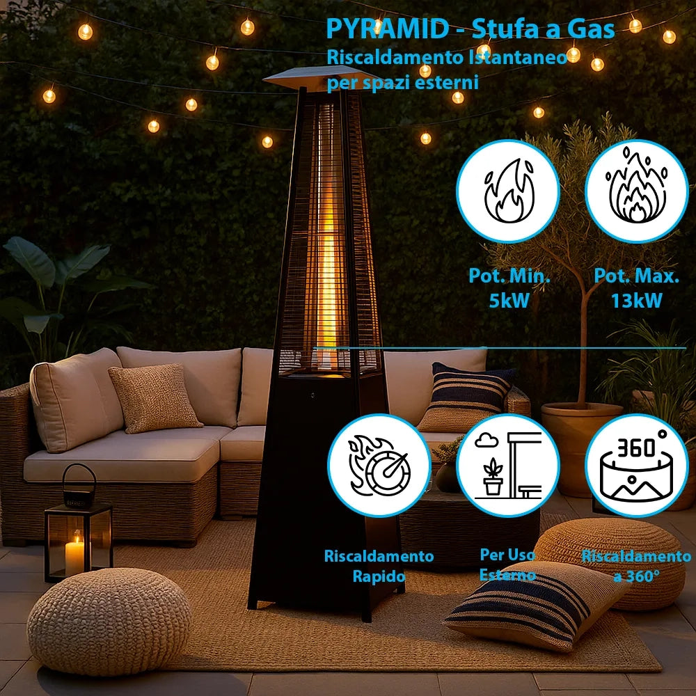 Tempo Style - Stufa a Gas Pyramid ( 5kW, 13kW) | Stufa da esterno Nero