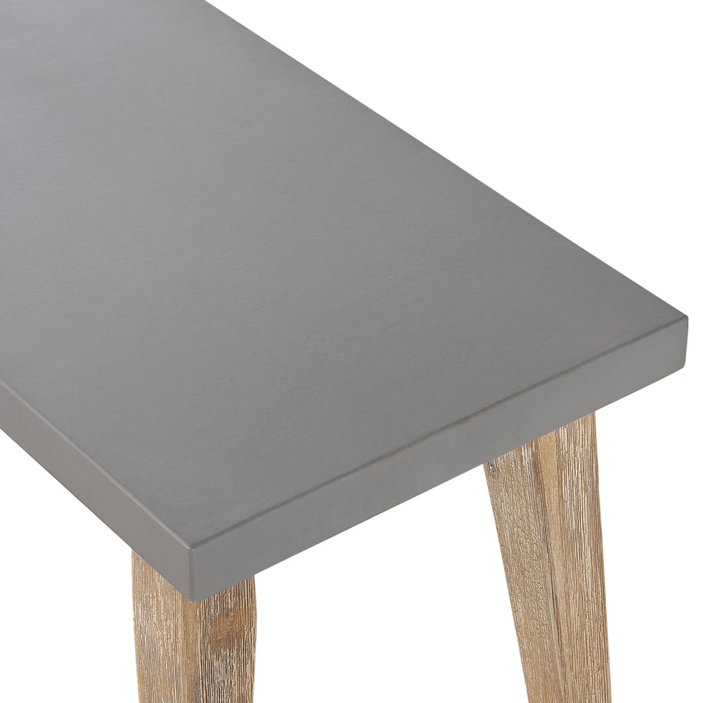 Set da pranzo per esterni in fibra di cemento grigio legno di acacia chiaro 6 persone tavolo 2 panche design moderno